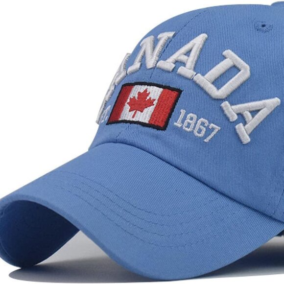 CANADA Sky Blue Baseball Cap, ADJUSTABLE Buckle Hat, Men, Women, Canadian,Cotton - Picture 2 of 3
